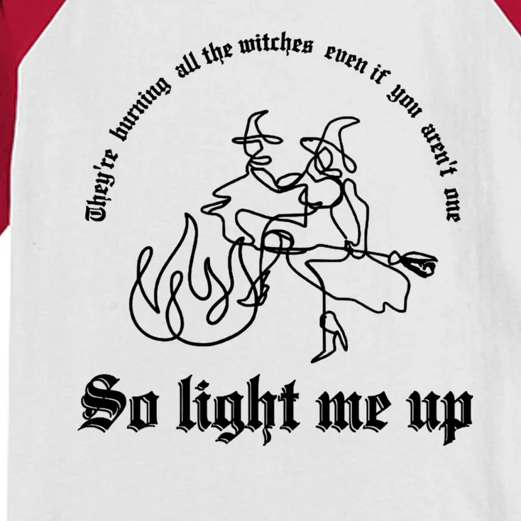 Theyre Burning All The Witches Even If You Arent One Kids Colorblock Raglan Jersey