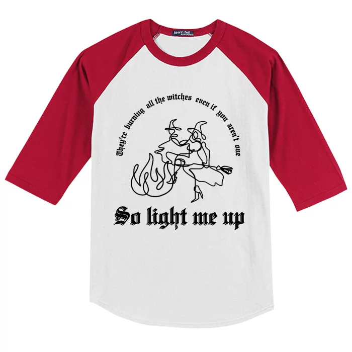 Theyre Burning All The Witches Even If You Arent One Kids Colorblock Raglan Jersey