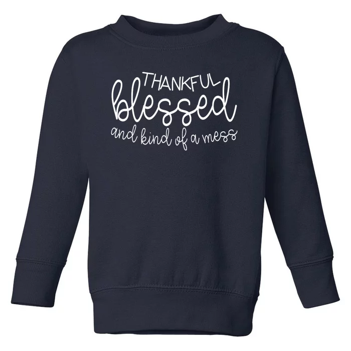 Thankful Blessed And Kind Of A Mess Funny Toddler Sweatshirt