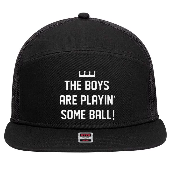 The Boy Are Playing Some Ball 7 Panel Mesh Trucker Snapback Hat