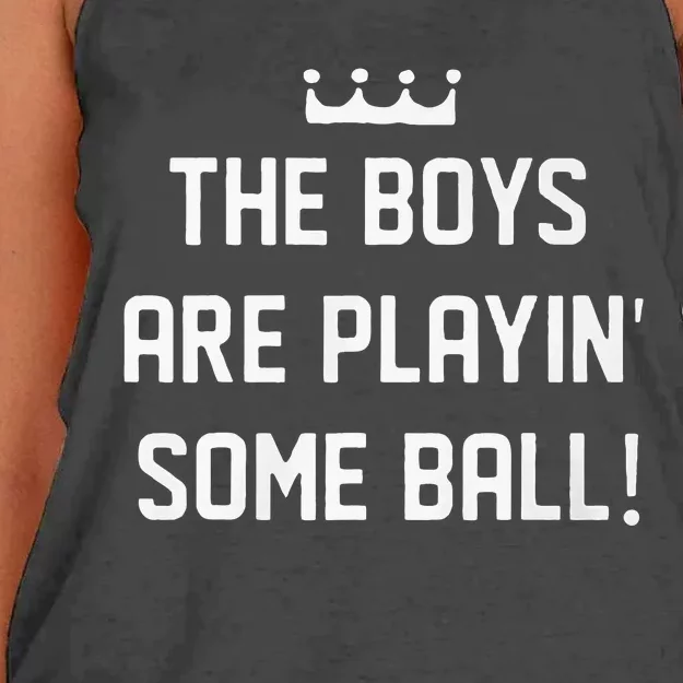 The Boy Are Playing Some Ball Women's Knotted Racerback Tank