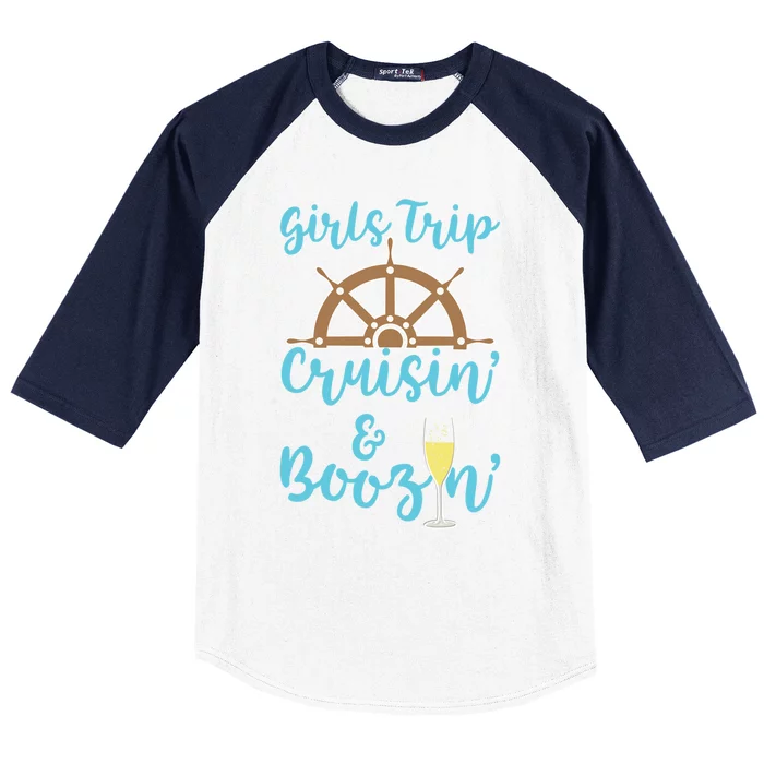 Trip Boozin And Cruisin Cruise Ship Funny Gift Baseball Sleeve Shirt