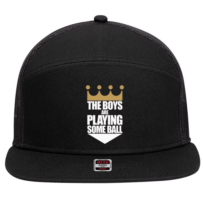 The Boy Are Playing Some Ball 7 Panel Mesh Trucker Snapback Hat