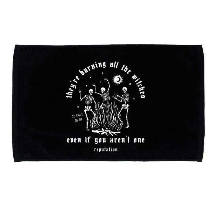 Theyre Burning All The Witches Halloween Skeleton Dancing Microfiber Hand Towel