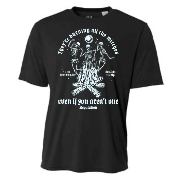 TheyRe Burning All The Witches Even If You ArenT One Dancing Skeletons Cooling Performance Crew T-Shirt