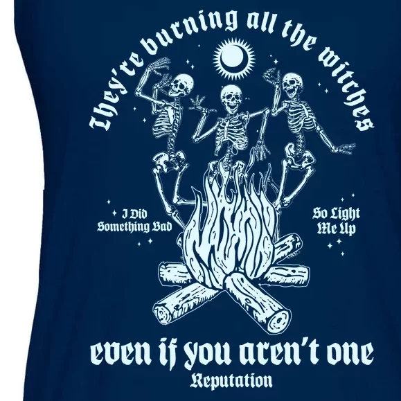 TheyRe Burning All The Witches Even If You ArenT One Dancing Skeletons Ladies Essential Flowy Tank