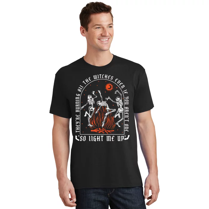 TheyRe Burning All The Witches Dancing Skeleton T-Shirt