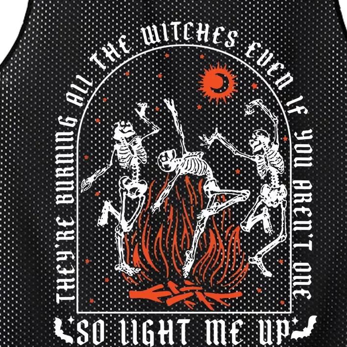 TheyRe Burning All The Witches Dancing Skeleton Mesh Reversible Basketball Jersey Tank