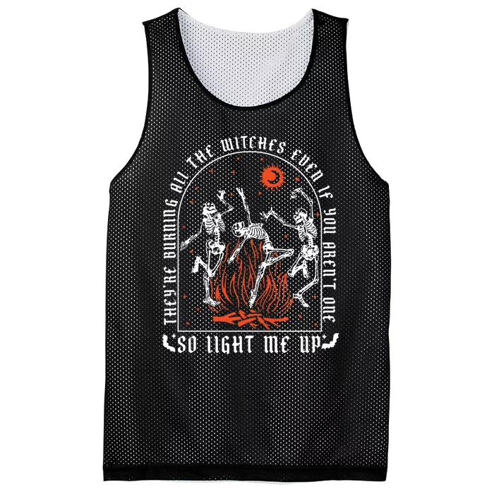 TheyRe Burning All The Witches Dancing Skeleton Mesh Reversible Basketball Jersey Tank