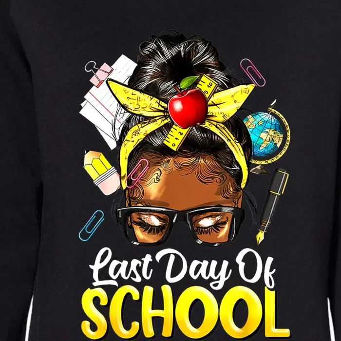 Teacher Black Afro African American Women Last Day Of School Womens California Wash Sweatshirt