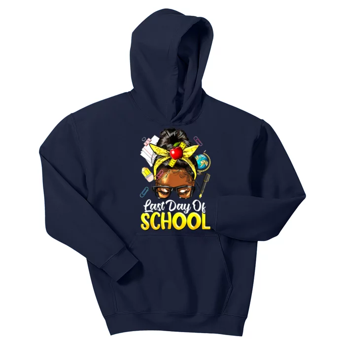 Teacher Black Afro African American Women Last Day Of School Kids Hoodie