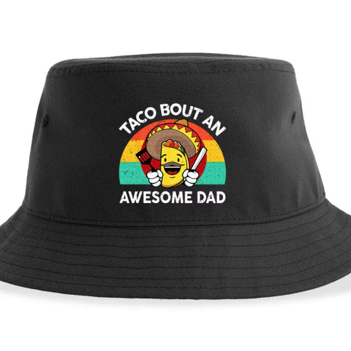 Taco Bout Awesome Dad Mexican Fathers Day Gift Funny Tuesday Sustainable Bucket Hat