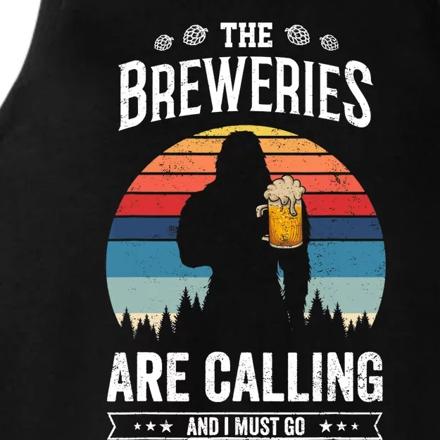 The Breweries Are Calling And I Must Go Funny Sasquatch Ladies Tri-Blend Wicking Tank