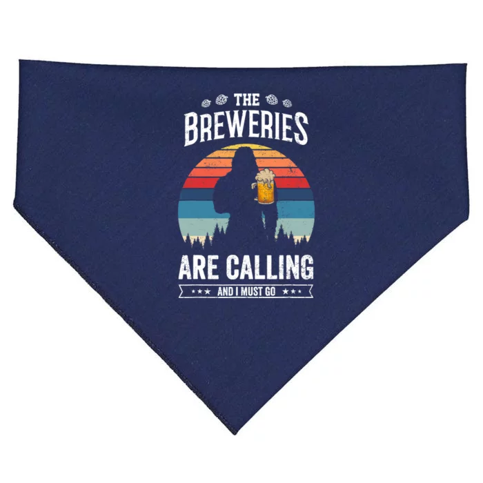 The Breweries Are Calling And I Must Go Funny Sasquatch USA-Made Doggie Bandana