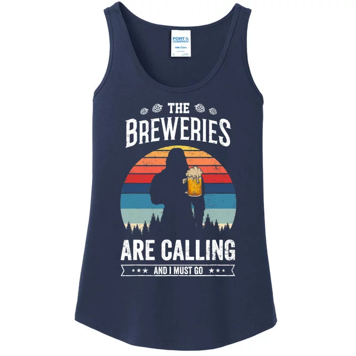 The Breweries Are Calling And I Must Go Funny Sasquatch Ladies Essential Tank