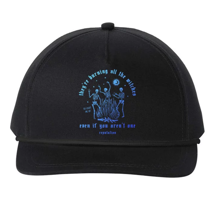 TheyRe Burning All The Witches Halloween Skeleton Dancing Gift Snapback Five-Panel Rope Hat