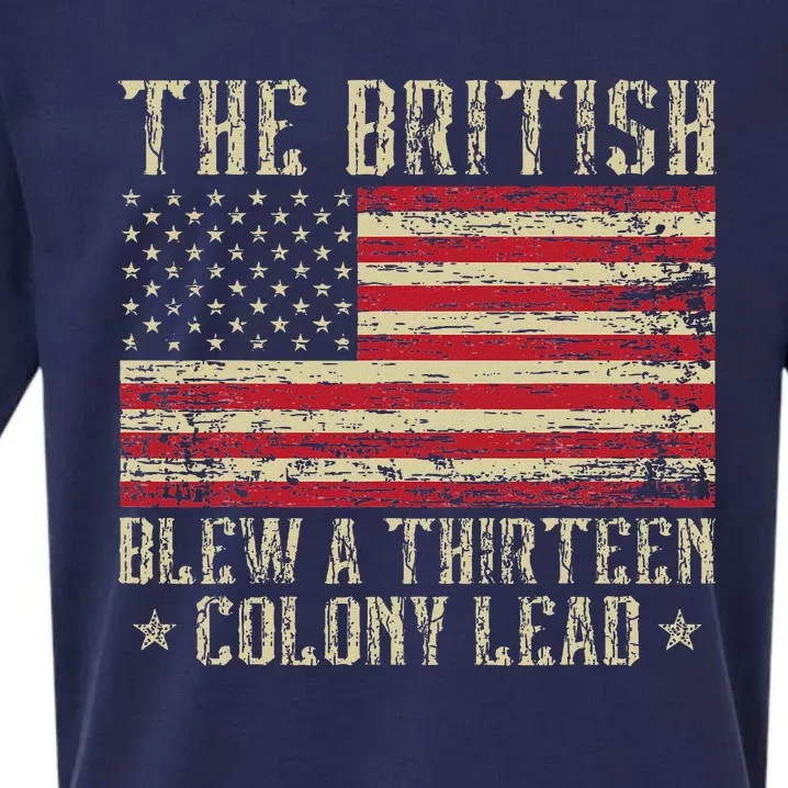 The British Blew A Thirteen Colony Lead 13 1776 4th Of July Sueded Cloud Jersey T-Shirt