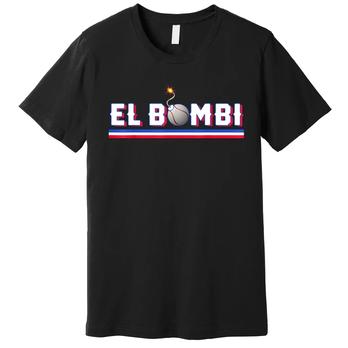 Texas Baseball Blue G El Bombi Logo Premium T-Shirt