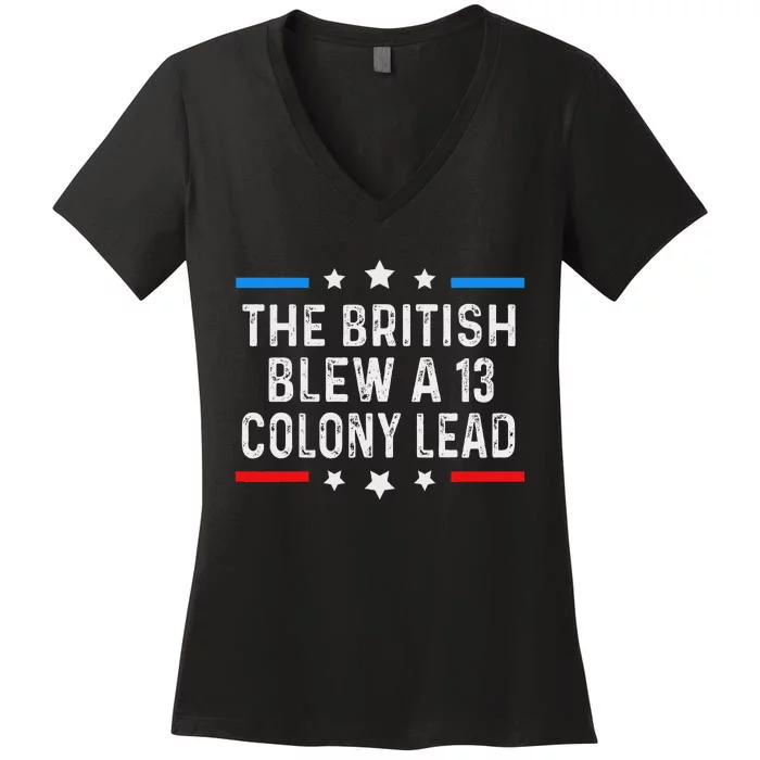 The British Blew It Funny 4th Of July Design Women's V-Neck T-Shirt