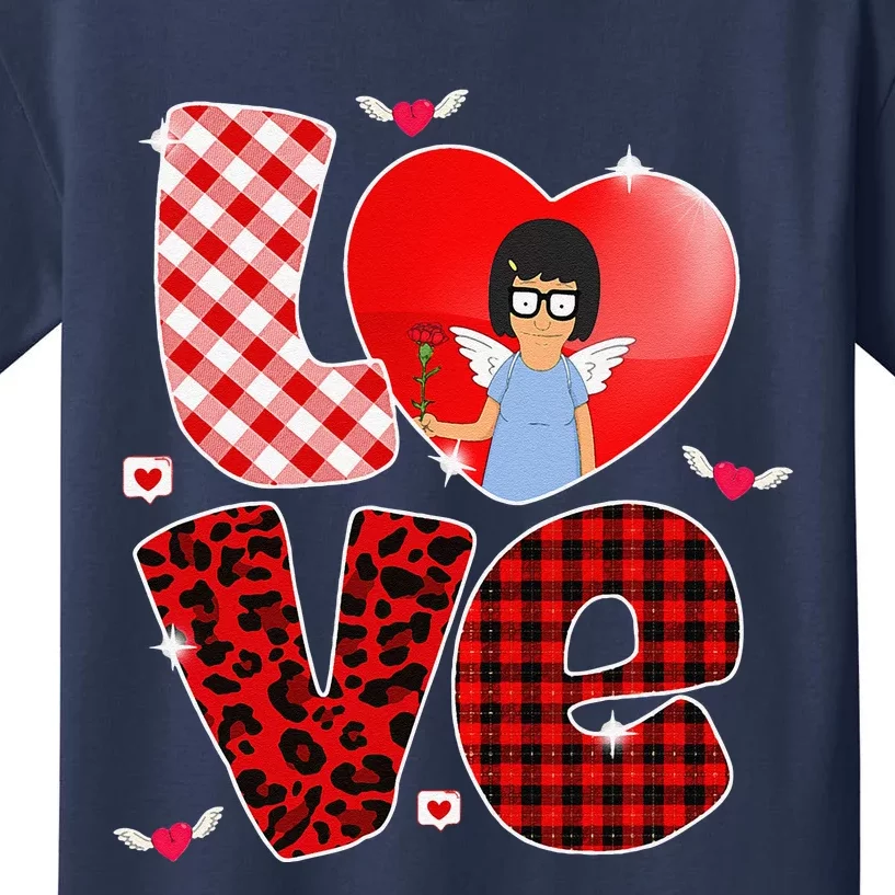 Tina Bob Burgers Valentine's Love Leopard Couple Matching Kids T-Shirt