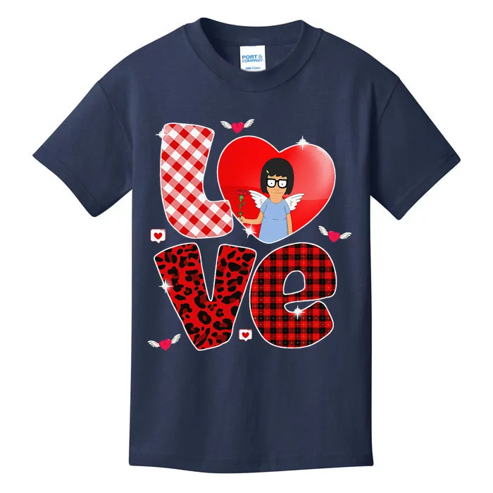 Tina Bob Burgers Valentine's Love Leopard Couple Matching Kids T-Shirt