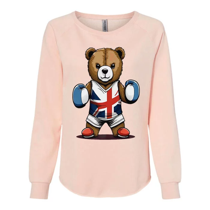 Teddy Bear Boxing Premium Womens California Wash Sweatshirt