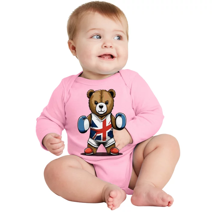 Teddy Bear Boxing Premium Baby Long Sleeve Bodysuit