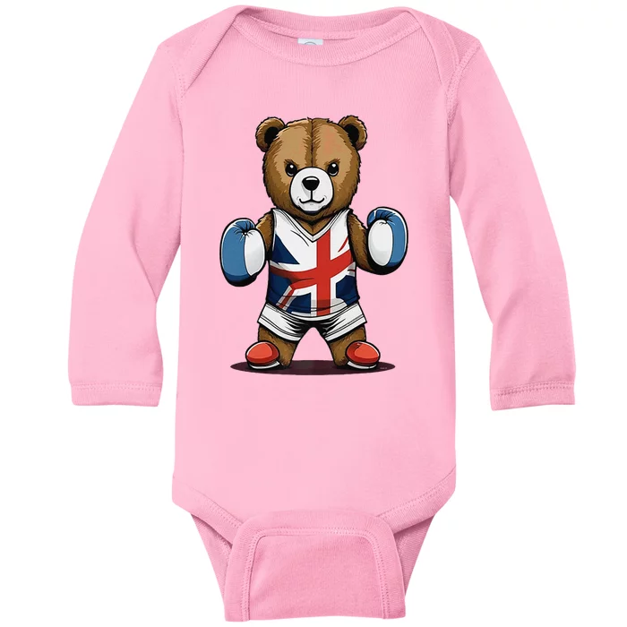 Teddy Bear Boxing Premium Baby Long Sleeve Bodysuit