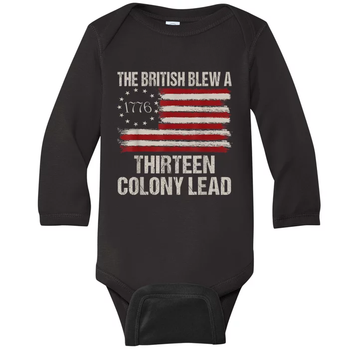 The British Blew A 13 Colony Lead Funny 4th Of July Funny Baby Long Sleeve Bodysuit