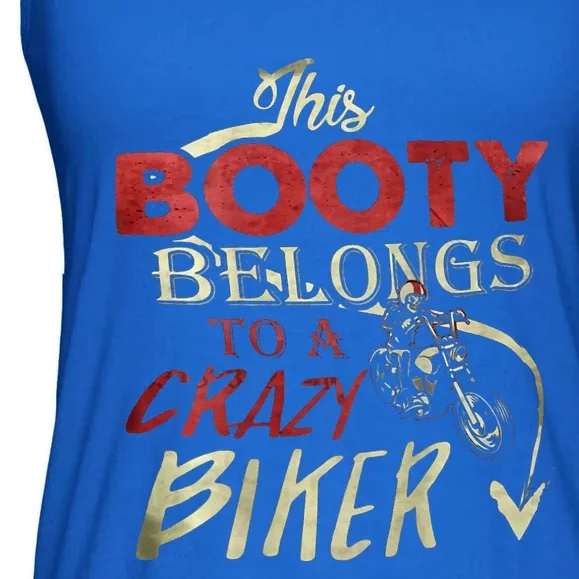 This Booty Belongs To A Crazy Biker Funny Biker Ladies Essential Flowy Tank