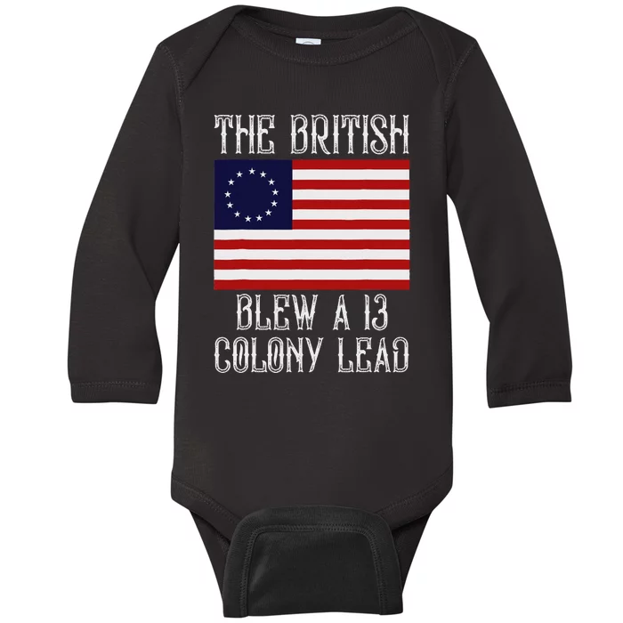 The British Blew A 13 Colony Lead Funny 4th Of July Baby Long Sleeve Bodysuit