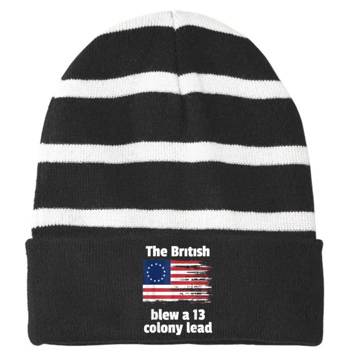 The British Blew A Thirteen Colony Betsy Ross Flag Striped Beanie with Solid Band