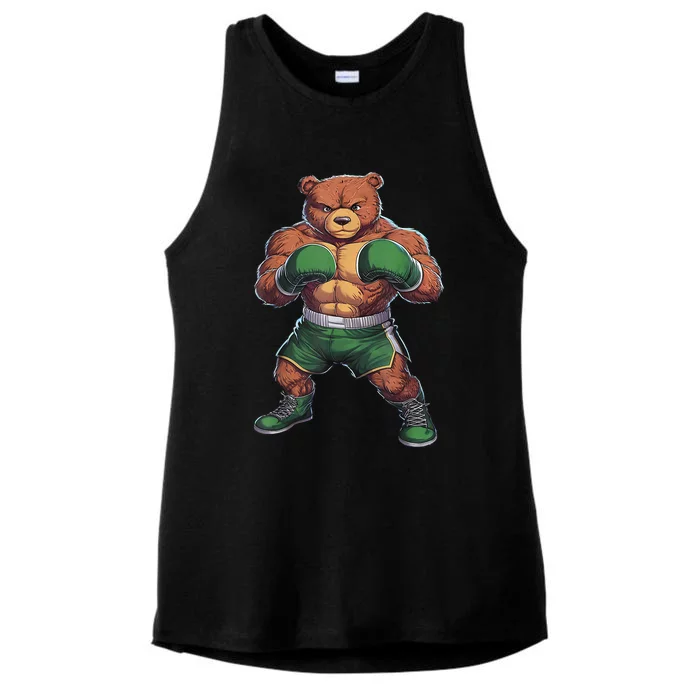 Teddy Boxer Bear Stylish Boxing Player Teddy Bear Ladies Tri-Blend Wicking Tank