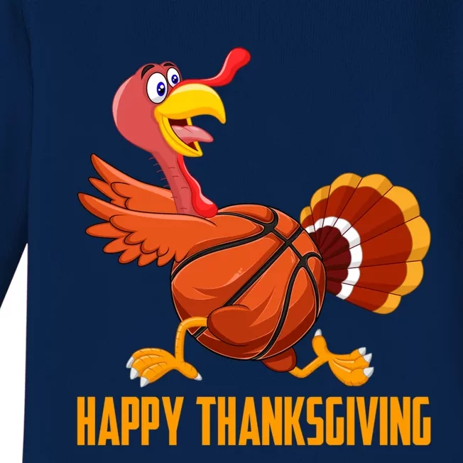 Turkey Basketball Ball Autumn Fall Vibes Happy Thanksgiving Great Gift Baby Long Sleeve Bodysuit