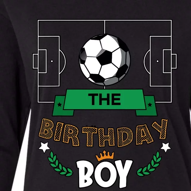 The Birthday Boy Soccer Theme Matching Family Party Womens Cotton Relaxed Long Sleeve T-Shirt