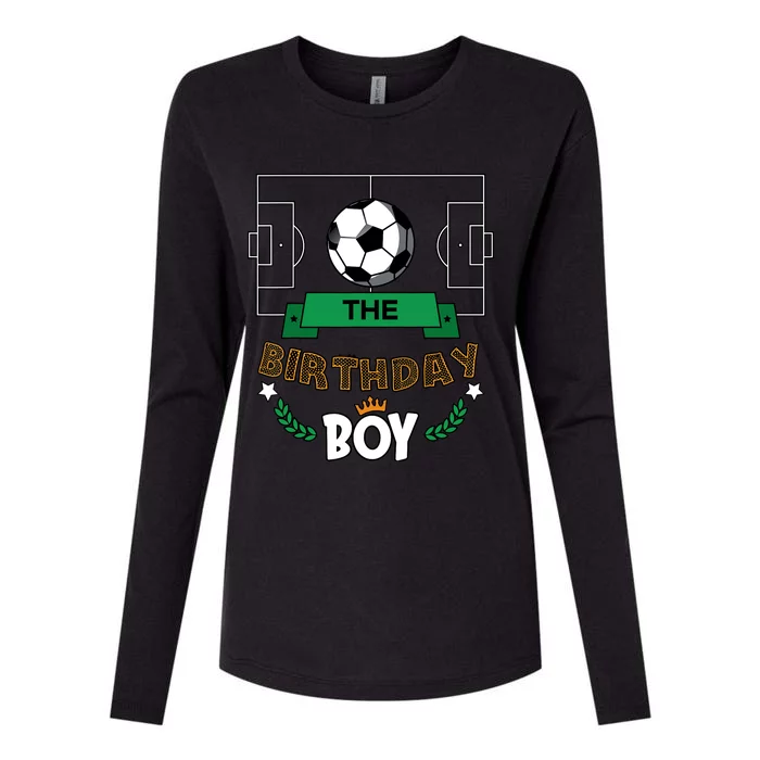 The Birthday Boy Soccer Theme Matching Family Party Womens Cotton Relaxed Long Sleeve T-Shirt