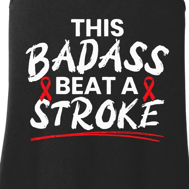 This Badass Beat A Stroke Awareness Brain Attack I Wear Red Ladies Essential Tank