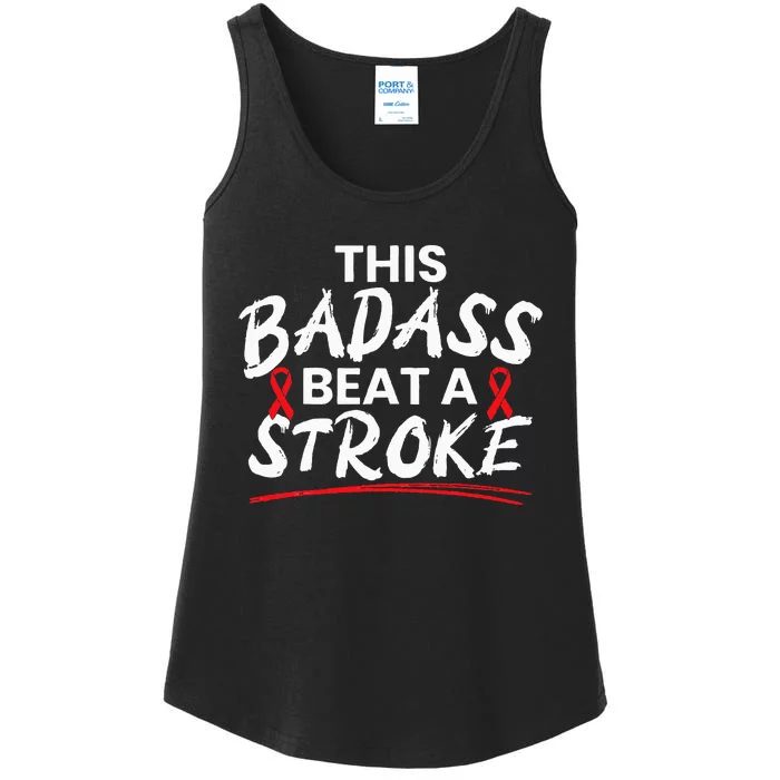 This Badass Beat A Stroke Awareness Brain Attack I Wear Red Ladies Essential Tank