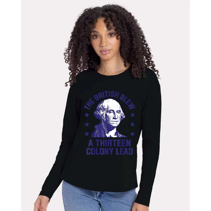 The British Blew A 13 Colony Lead Retro Us George Washington Womens Cotton Relaxed Long Sleeve T-Shirt