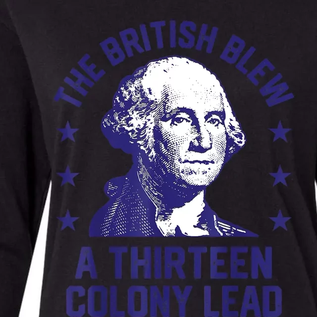 The British Blew A 13 Colony Lead Retro Us George Washington Womens Cotton Relaxed Long Sleeve T-Shirt