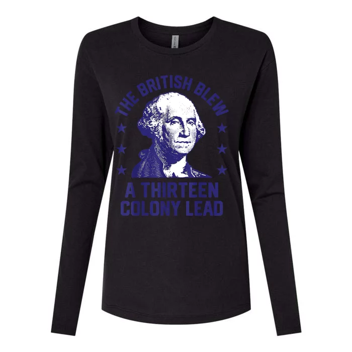 The British Blew A 13 Colony Lead Retro Us George Washington Womens Cotton Relaxed Long Sleeve T-Shirt