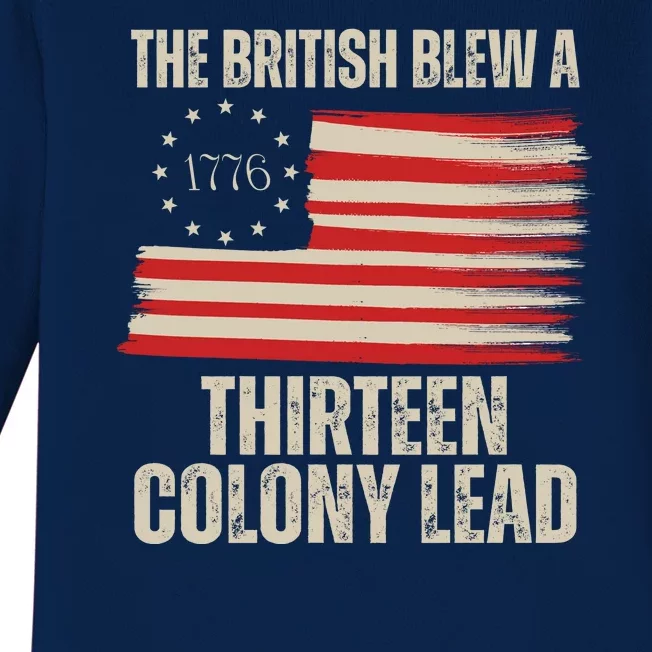 The British Blew A 13 Colony Lead Funny 4th Of July Baby Long Sleeve Bodysuit