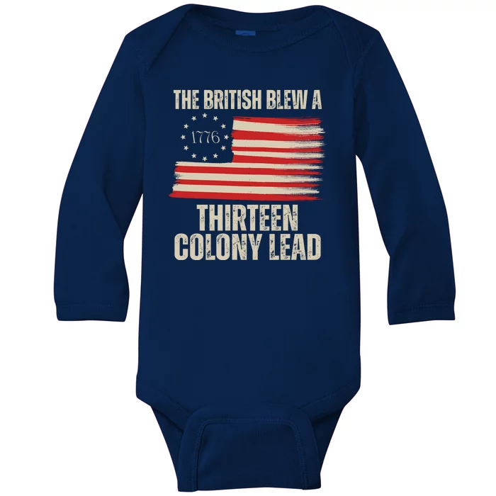 The British Blew A 13 Colony Lead Funny 4th Of July Baby Long Sleeve Bodysuit