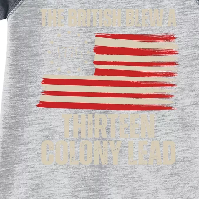 The British Blew A 13 Colony Lead Funny 4th Of July Infant Baby Jersey Bodysuit