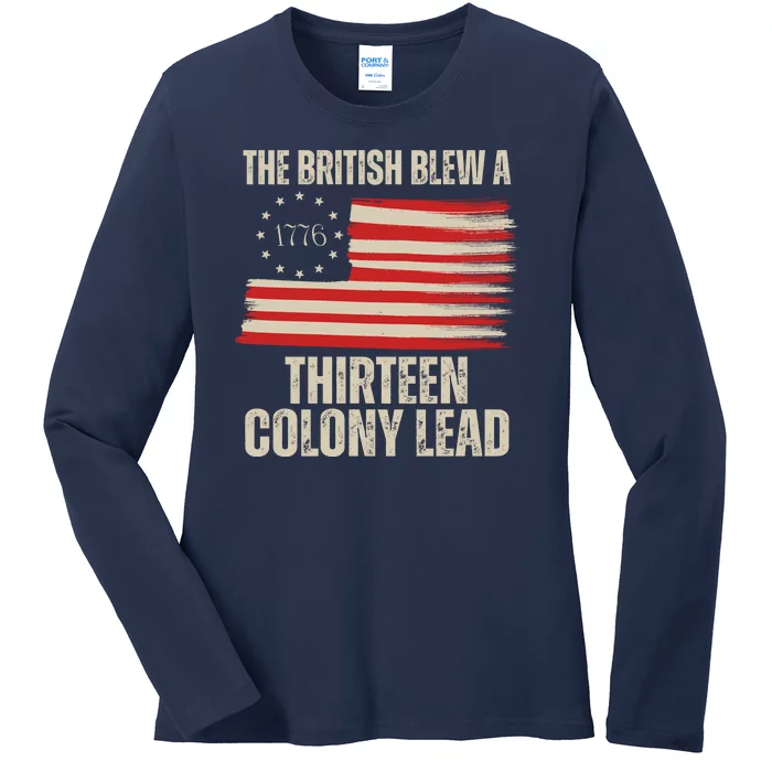 The British Blew A 13 Colony Lead Funny 4th Of July Ladies Long Sleeve Shirt