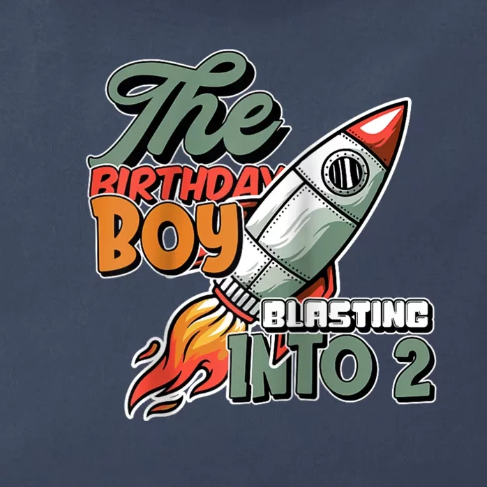 The Birthday Boy Blasting Into 2 Rocket Space Raglan Baseball Zip Tote Bag