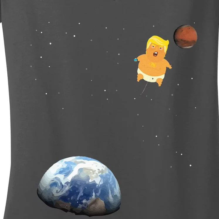 Trump Baby Blimp Balloon Mars Mission Space Force Women's V-Neck T-Shirt