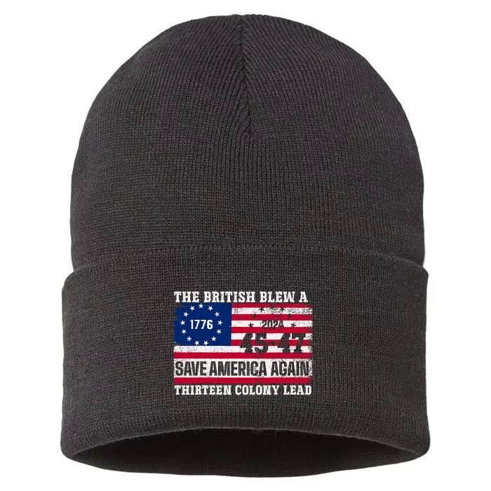 The British Blew A Thirteen Colony Lead Usa Flag 2024 Sustainable Knit Beanie