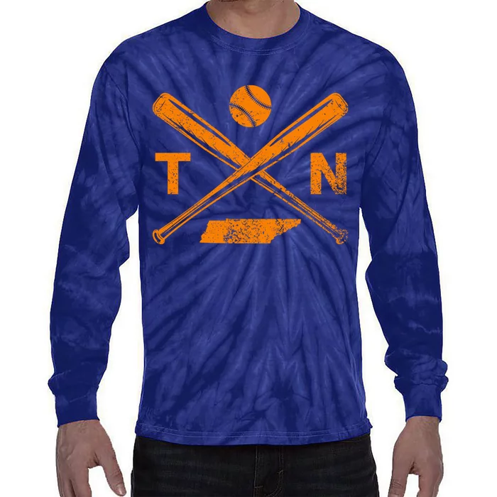 Tennessee Baseball Bats & Ball Classic Baseball Player Tie-Dye Long Sleeve Shirt