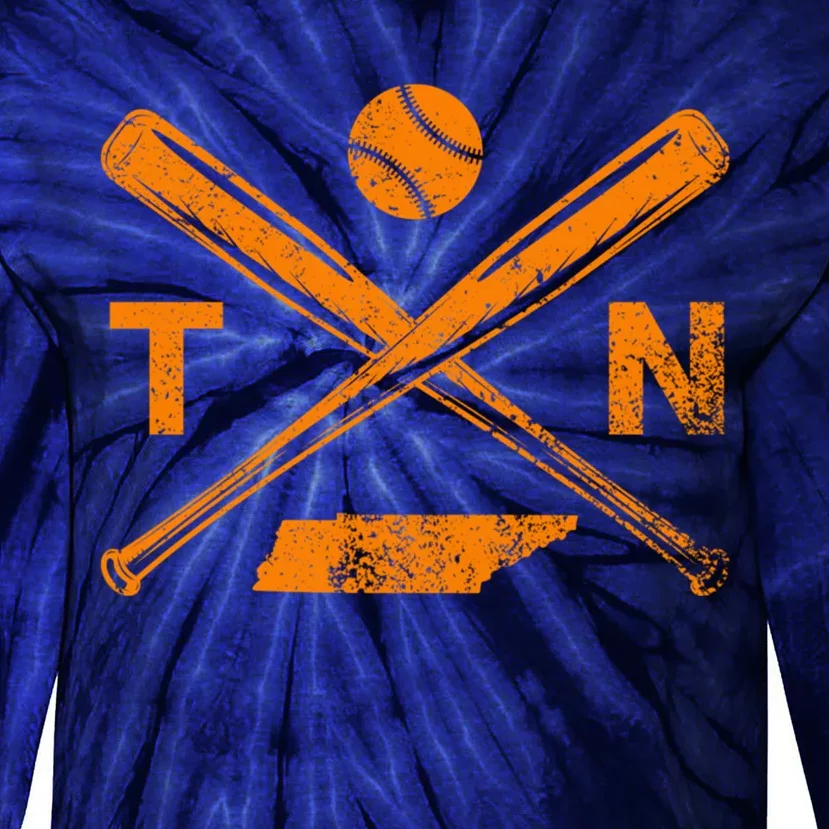 Tennessee Baseball Bats & Ball Classic Baseball Player Tie-Dye Long Sleeve Shirt